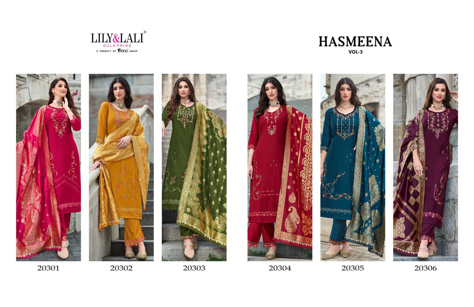 Hasmeena Vol 3 By Lily And Lali Organza Embroidery Kurti With Bottom Dupatta Orders in India
